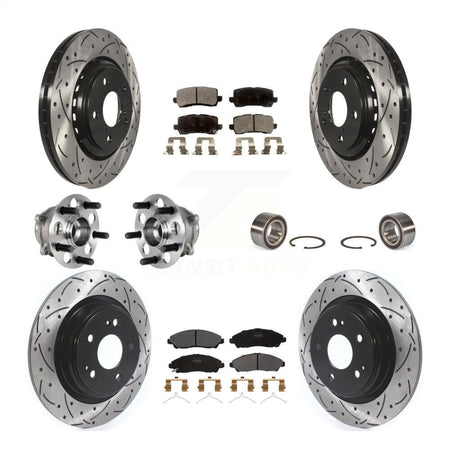 Front Rear Wheel Hub Bearings Assembly Coated Disc Brake Rotors And Semi-Metallic Pads Kit (10Pc) For 2017-2018 Acura MDX AWD KBB-123201 by Transit Auto