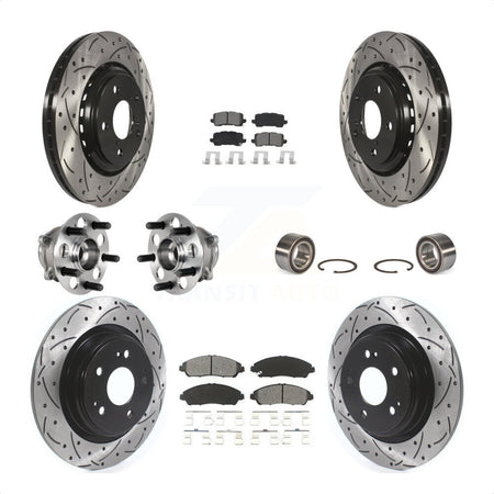 Front Rear Wheel Hub Bearings Assembly Coated Disc Brake Rotors And Semi-Metallic Pads Kit (10Pc) For 2017-2018 Acura MDX AWD KBB-123209 by Transit Auto