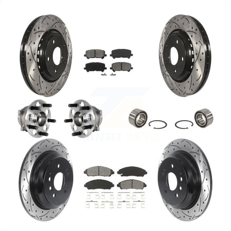 Front Rear Wheel Hub Bearings Assembly Coated Disc Brake Rotors And Semi-Metallic Pads Kit (10Pc) For Honda Pilot KBB-123212 by Transit Auto