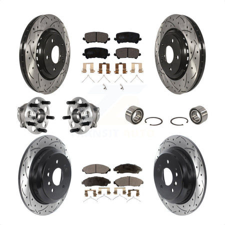 Front Rear Wheel Hub Bearings Assembly Coated Disc Brake Rotors And Ceramic Pads Kit (10Pc) For Honda Pilot KBB-123229 by Transit Auto