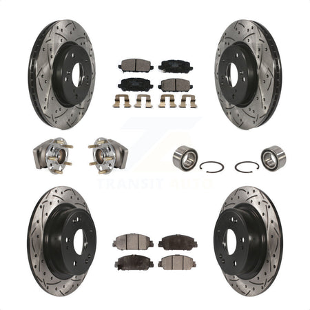 Front Rear Wheel Hub Bearings Assembly Coated Disc Brake Rotors And Ceramic Pads Kit (10Pc) For 2016-2022 Honda HR-V AWD KBB-123230 by Transit Auto