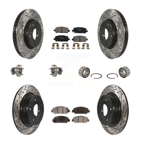 Front Rear Wheel Hub Bearings Assembly Coated Disc Brake Rotors And Ceramic Pads Kit (10Pc) For 2016-2022 Honda HR-V FWD KBB-123231 by Transit Auto