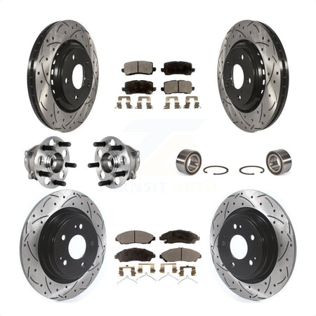 Front Rear Wheel Hub Bearings Assembly Coated Disc Brake Rotors And Ceramic Pads Kit (10Pc) For 2017-2018 Acura MDX AWD KBB-123232 by Transit Auto