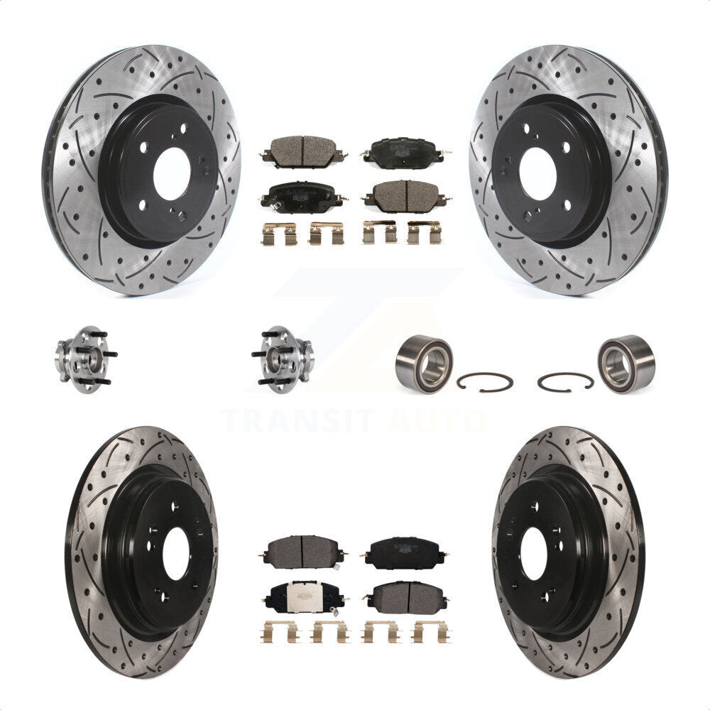 Front Rear Wheel Hub Bearings Assembly Coated Disc Brake Rotors And Ceramic Pads Kit (10Pc) For Honda CR-V KBB-123233 by Transit Auto