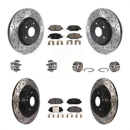 Front Rear Wheel Hub Bearings Assembly Coated Disc Brake Rotors And Ceramic Pads Kit (10Pc) For Honda CR-V KBB-123233 by Transit Auto