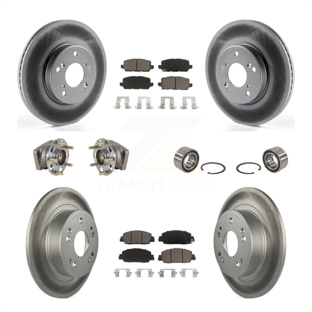 Front Rear Wheel Hub Bearings Assembly Coated Disc Brake Rotors And Ceramic Pads Kit (10Pc) For 2016-2022 Honda HR-V AWD KBB-123246 by Transit Auto