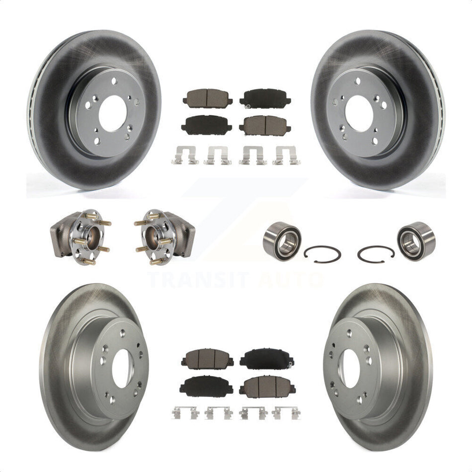 Front Rear Wheel Hub Bearings Assembly Coated Disc Brake Rotors And Ceramic Pads Kit (10Pc) For 2016-2022 Honda HR-V AWD KBB-123246 by Transit Auto
