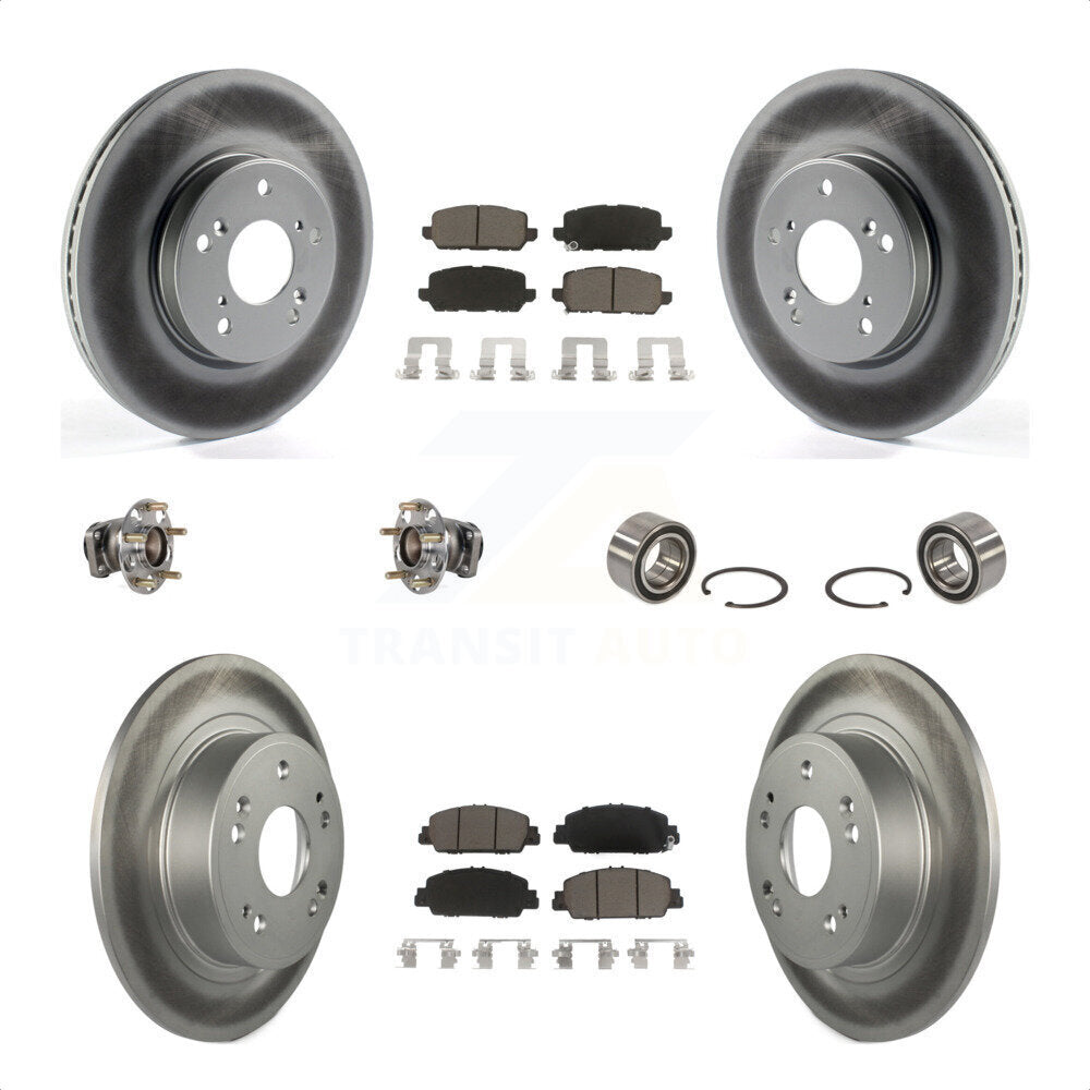 Front Rear Wheel Hub Bearings Assembly Coated Disc Brake Rotors And Ceramic Pads Kit (10Pc) For 2016-2022 Honda HR-V FWD KBB-123247 by Transit Auto