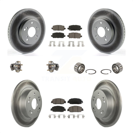 Front Rear Wheel Hub Bearings Assembly Coated Disc Brake Rotors And Ceramic Pads Kit (10Pc) For 2016-2022 Honda HR-V FWD KBB-123247 by Transit Auto