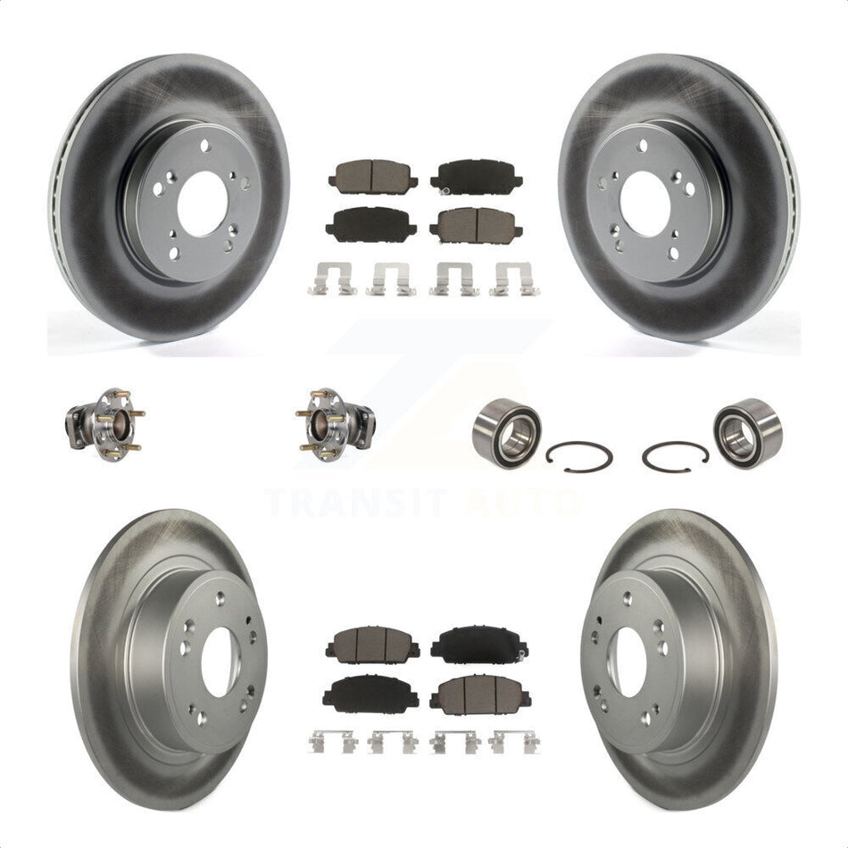 Front Rear Wheel Hub Bearings Assembly Coated Disc Brake Rotors And Ceramic Pads Kit (10Pc) For 2016-2022 Honda HR-V FWD KBB-123247 by Transit Auto