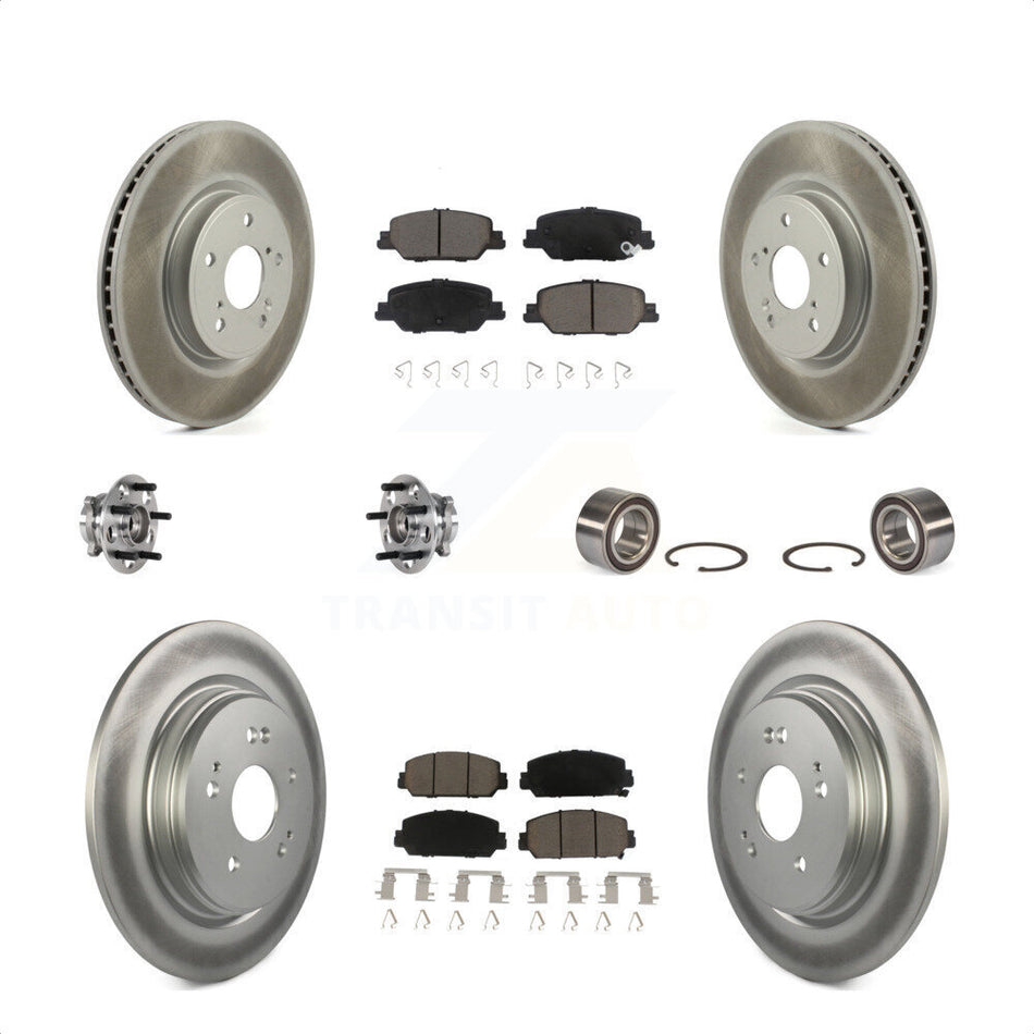 Front Rear Wheel Hub Bearings Assembly Coated Disc Brake Rotors And Ceramic Pads Kit (10Pc) For Honda CR-V KBB-123252 by Transit Auto