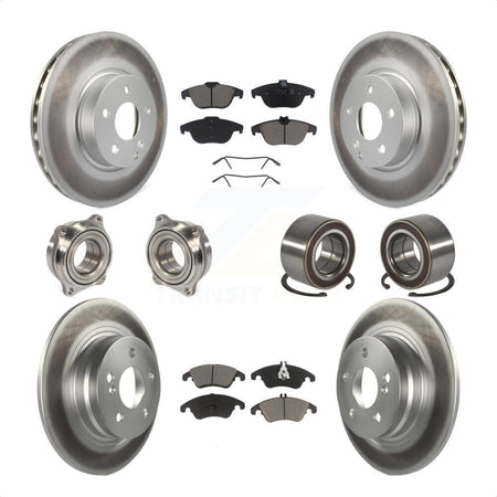Front Rear Wheel Hub Bearings Assembly Coated Disc Brake Rotors And Ceramic Pads Kit (10Pc) For 2011-2012 Mercedes-Benz C300 With 322mm Diameter Rotor KBB-123257 by Transit Auto