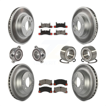 Front Rear Wheel Hub Bearings Assembly Coated Disc Brake Rotors And Ceramic Pads Kit (10Pc) For 2016-2017 Volkswagen Touareg KBB-123259 by Transit Auto