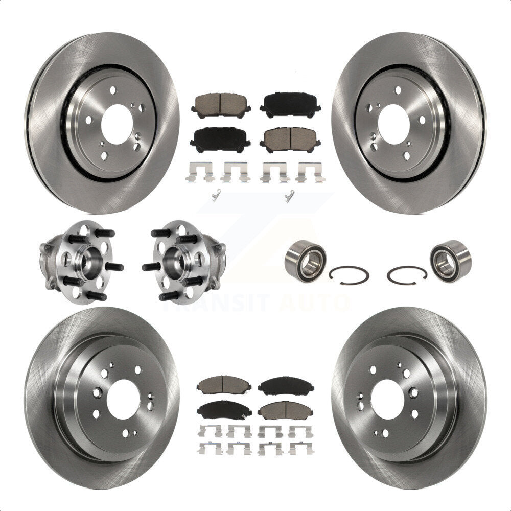 Front Rear Wheel Hub Bearings Assembly Disc Brake Rotors And Ceramic Pads Kit (10Pc) For Honda Pilot KBB-123276 by Transit Auto