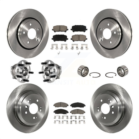 Front Rear Wheel Hub Bearings Assembly Disc Brake Rotors And Ceramic Pads Kit (10Pc) For Honda Pilot KBB-123276 by Transit Auto