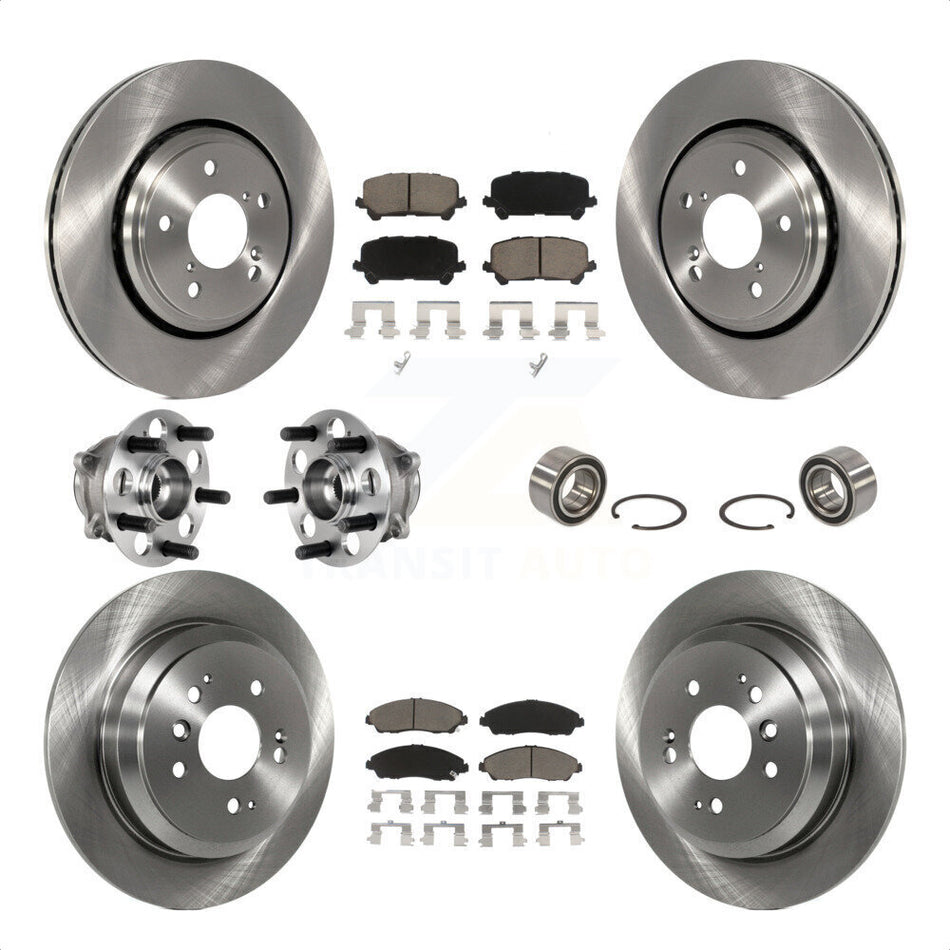 Front Rear Wheel Hub Bearings Assembly Disc Brake Rotors And Ceramic Pads Kit (10Pc) For Honda Pilot KBB-123276 by Transit Auto