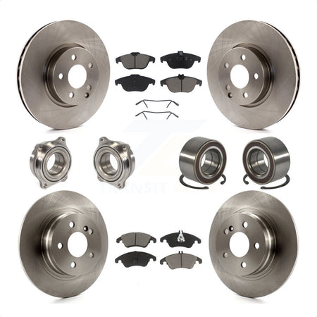 Front Rear Wheel Hub Bearings Assembly Disc Brake Rotors And Ceramic Pads Kit (10Pc) For 2011-2012 Mercedes-Benz C300 With 322mm Diameter Rotor KBB-123277 by Transit Auto