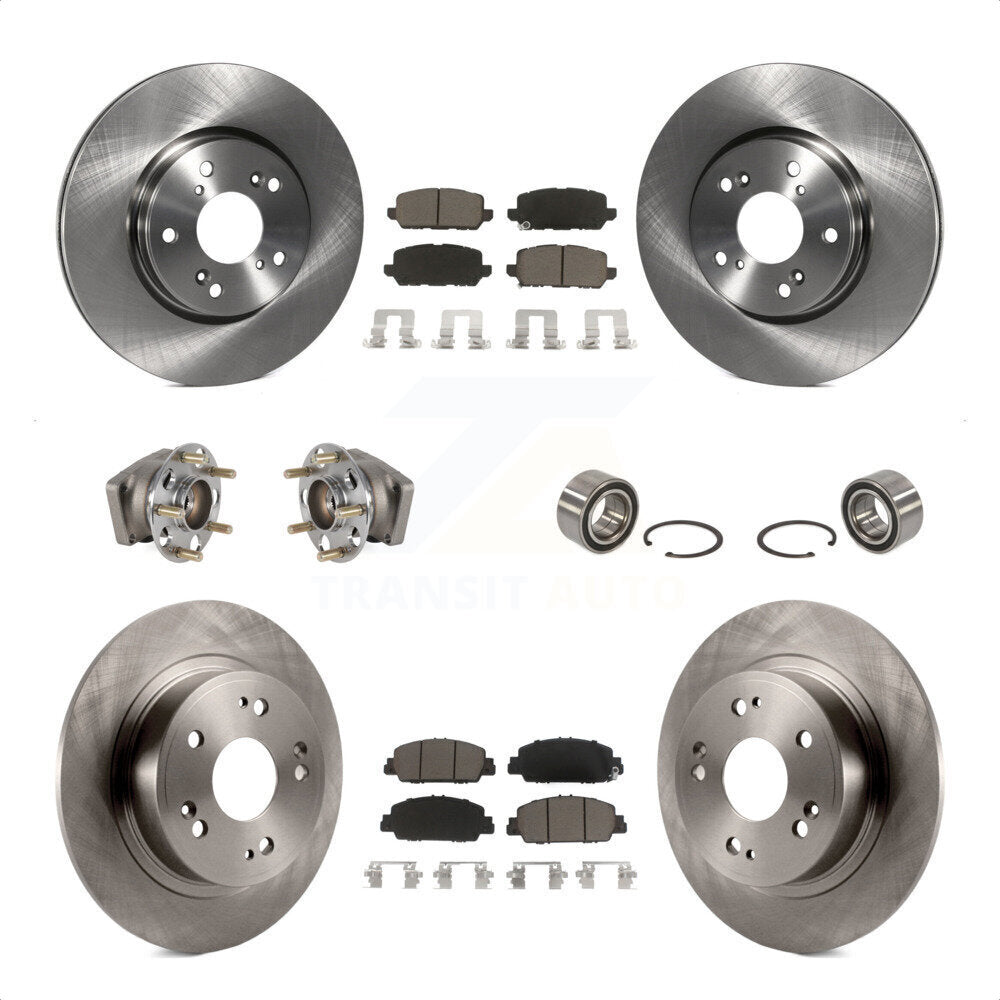Front Rear Wheel Hub Bearings Assembly Disc Brake Rotors And Ceramic Pads Kit (10Pc) For 2016-2022 Honda HR-V AWD KBB-123278 by Transit Auto