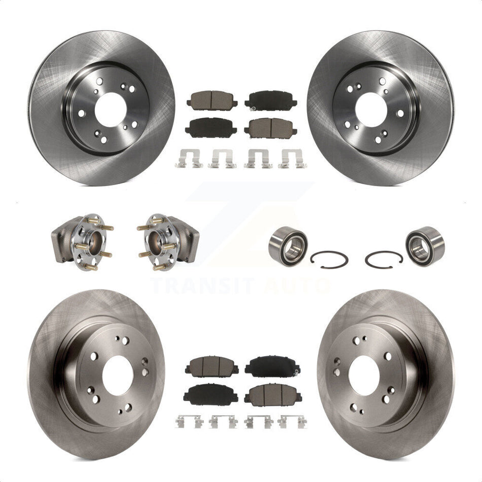 Front Rear Wheel Hub Bearings Assembly Disc Brake Rotors And Ceramic Pads Kit (10Pc) For 2016-2022 Honda HR-V AWD KBB-123278 by Transit Auto