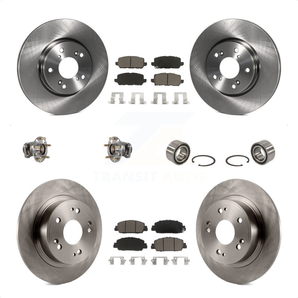 Front Rear Wheel Hub Bearings Assembly Disc Brake Rotors And Ceramic Pads Kit (10Pc) For 2016-2022 Honda HR-V FWD KBB-123279 by Transit Auto