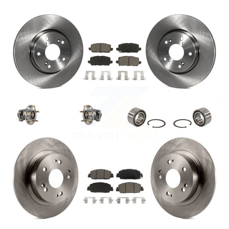 Front Rear Wheel Hub Bearings Assembly Disc Brake Rotors And Ceramic Pads Kit (10Pc) For 2016-2022 Honda HR-V FWD KBB-123279 by Transit Auto
