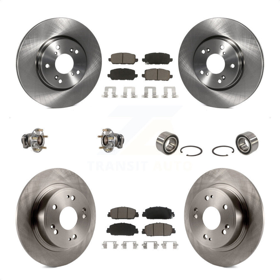 Front Rear Wheel Hub Bearings Assembly Disc Brake Rotors And Ceramic Pads Kit (10Pc) For 2016-2022 Honda HR-V FWD KBB-123279 by Transit Auto