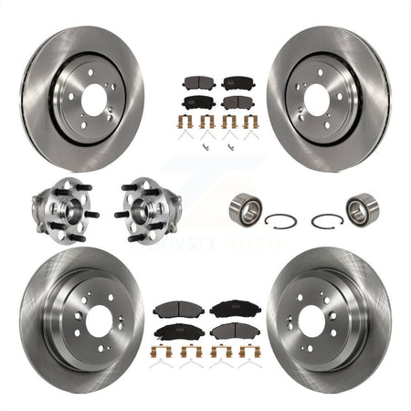 Front Rear Wheel Hub Bearings Assembly Disc Brake Rotors And Semi-Metallic Pads Kit (10Pc) For Honda Pilot KBB-123291 by Transit Auto