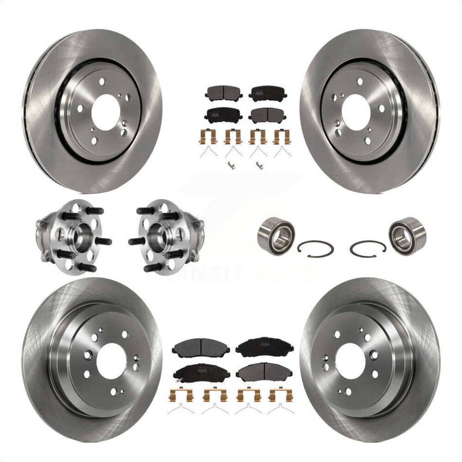 Front Rear Wheel Hub Bearings Assembly Disc Brake Rotors And Semi-Metallic Pads Kit (10Pc) For Honda Pilot KBB-123291 by Transit Auto