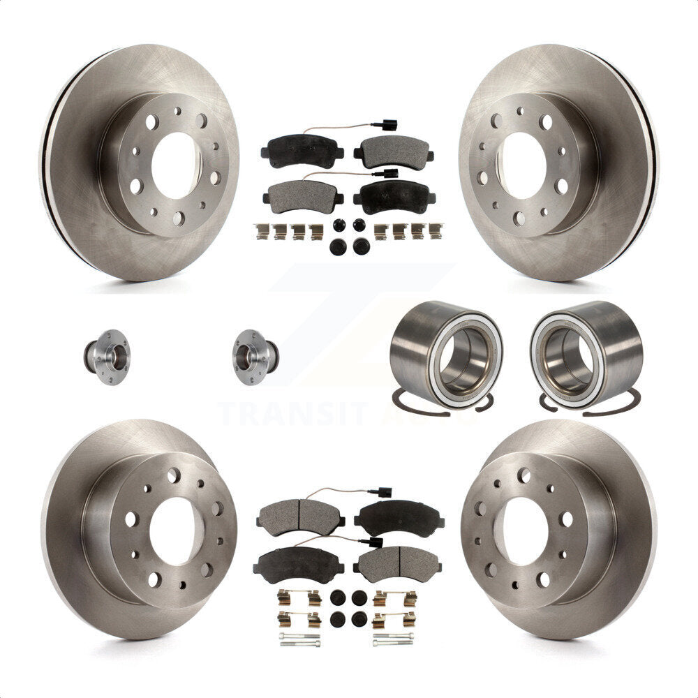 Front Rear Wheel Hub Bearings Assembly Disc Brake Rotors And Semi-Metallic Pads Kit (10Pc) For Ram ProMaster 3500 KBB-123299 by Transit Auto