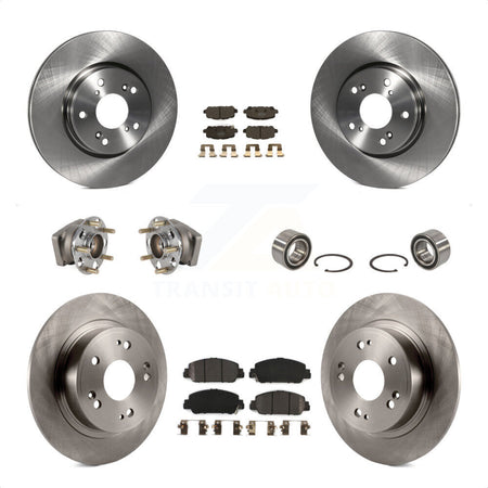 Front Rear Wheel Hub Bearings Assembly Disc Brake Rotors And Semi-Metallic Pads Kit (10Pc) For 2016-2022 Honda HR-V AWD KBB-123300 by Transit Auto