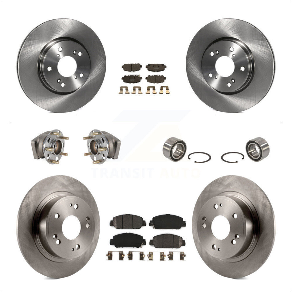 Front Rear Wheel Hub Bearings Assembly Disc Brake Rotors And Semi-Metallic Pads Kit (10Pc) For 2016-2022 Honda HR-V AWD KBB-123300 by Transit Auto