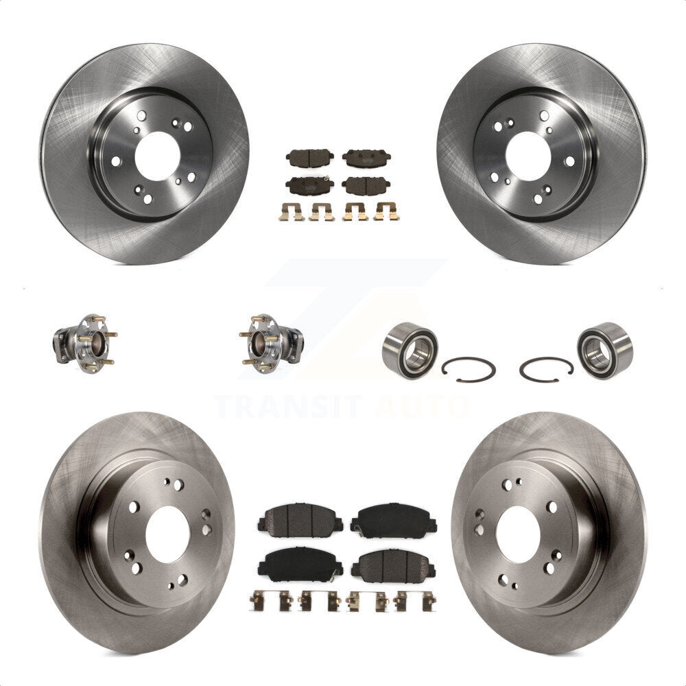 Front Rear Wheel Hub Bearings Assembly Disc Brake Rotors And Semi-Metallic Pads Kit (10Pc) For 2016-2022 Honda HR-V FWD KBB-123301 by Transit Auto