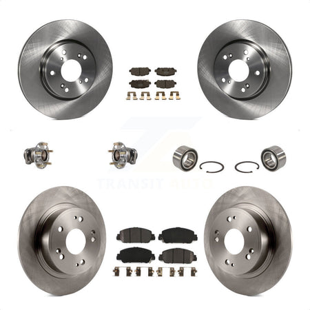 Front Rear Wheel Hub Bearings Assembly Disc Brake Rotors And Semi-Metallic Pads Kit (10Pc) For 2016-2022 Honda HR-V FWD KBB-123301 by Transit Auto