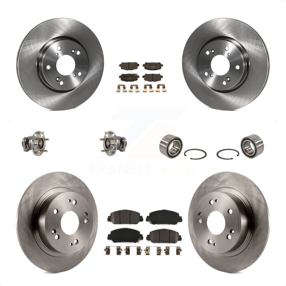 Front Rear Wheel Hub Bearings Assembly Disc Brake Rotors And Semi-Metallic Pads Kit (10Pc) For 2016-2022 Honda HR-V FWD KBB-123301 by Transit Auto