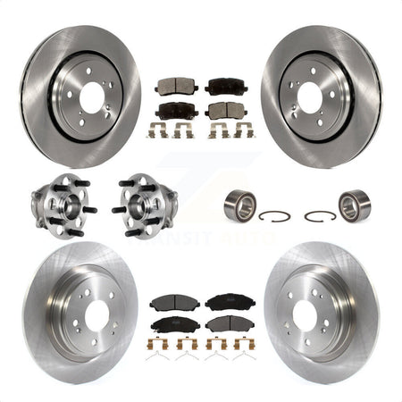 Front Rear Wheel Hub Bearings Assembly Disc Brake Rotors And Semi-Metallic Pads Kit (10Pc) For 2017-2018 Acura MDX AWD KBB-123302 by Transit Auto