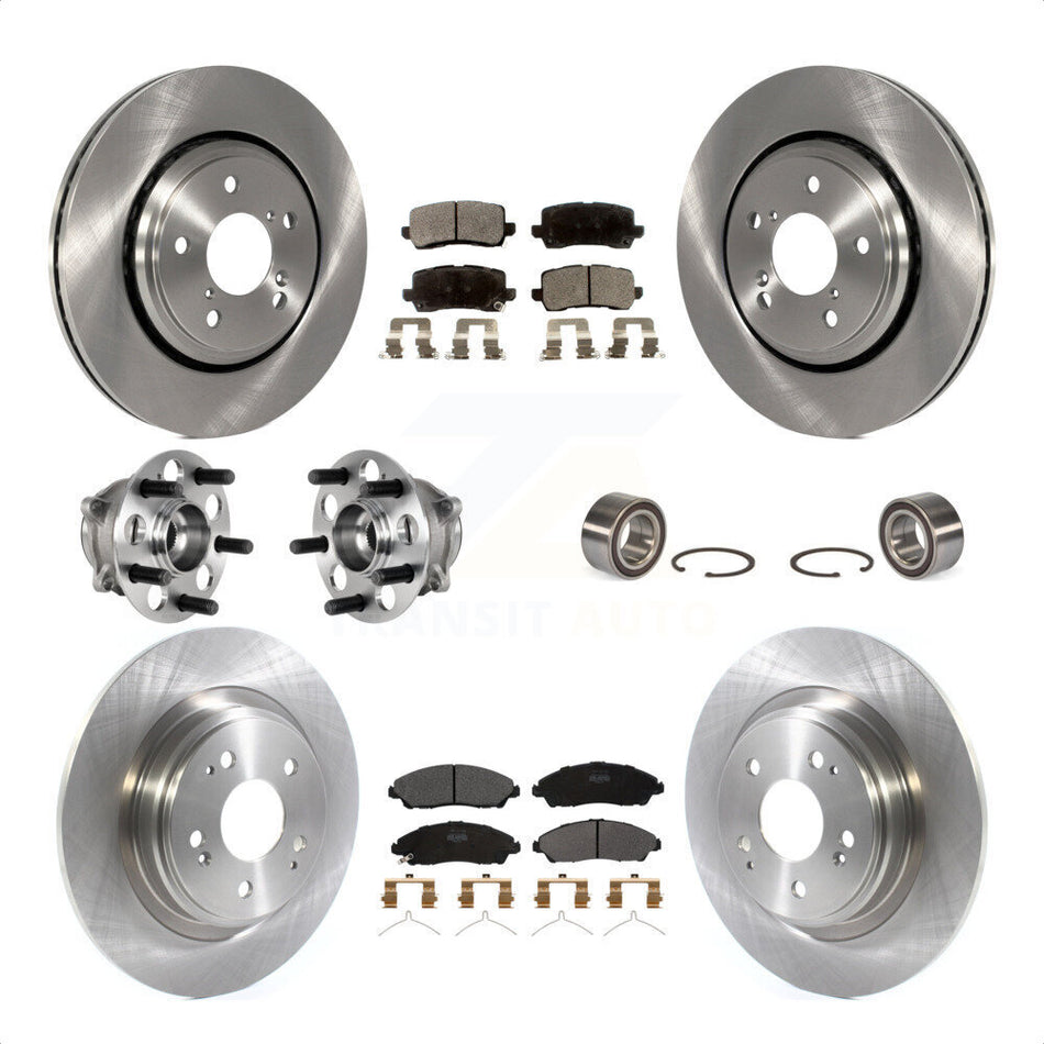 Front Rear Wheel Hub Bearings Assembly Disc Brake Rotors And Semi-Metallic Pads Kit (10Pc) For 2017-2018 Acura MDX AWD KBB-123302 by Transit Auto