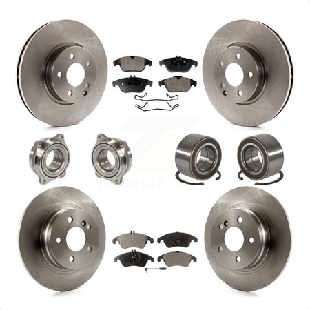 Front Rear Wheel Hub Bearings Assembly Disc Brake Rotors And Semi-Metallic Pads Kit (10Pc) For 2011-2012 Mercedes-Benz C300 With 322mm Diameter Rotor KBB-123303 by Transit Auto