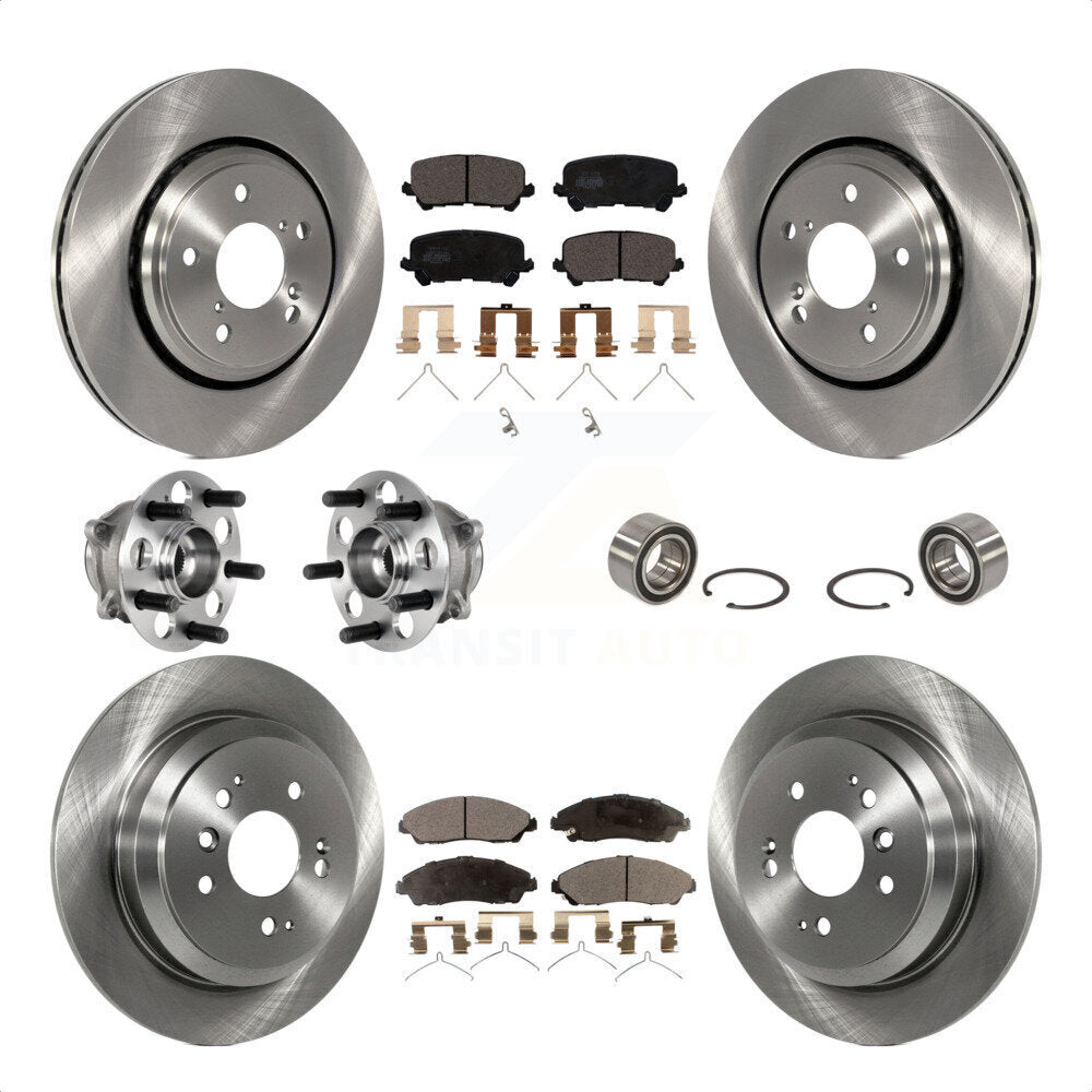 Front Rear Wheel Hub Bearings Assembly Disc Brake Rotors And Ceramic Pads Kit (10Pc) For Honda Pilot KBB-123320 by Transit Auto