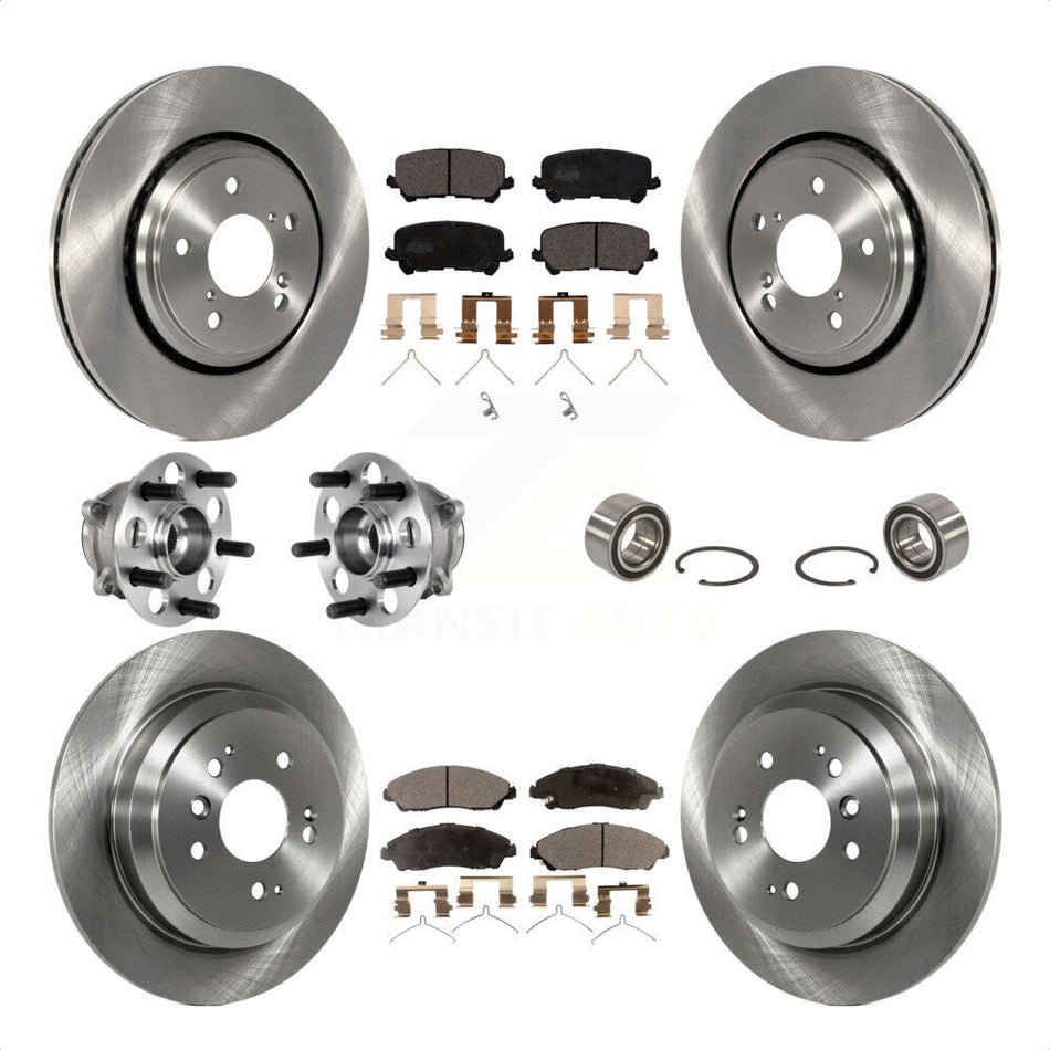 Front Rear Wheel Hub Bearings Assembly Disc Brake Rotors And Ceramic Pads Kit (10Pc) For Honda Pilot KBB-123320 by Transit Auto