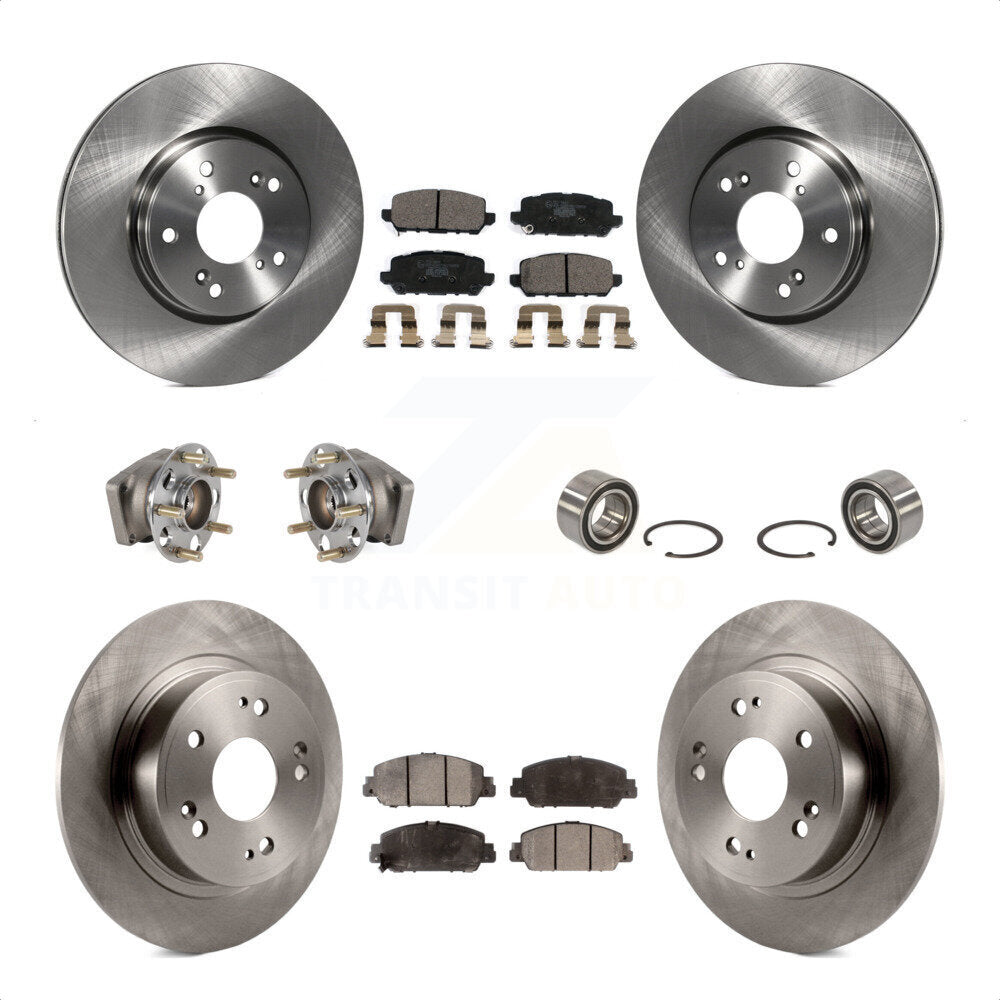 Front Rear Wheel Hub Bearings Assembly Disc Brake Rotors And Ceramic Pads Kit (10Pc) For 2016-2022 Honda HR-V AWD KBB-123321 by Transit Auto
