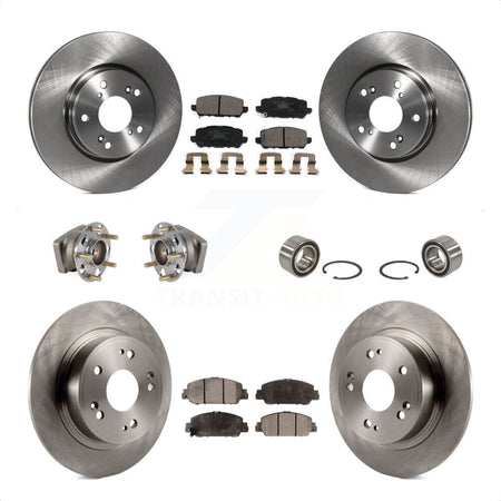 Front Rear Wheel Hub Bearings Assembly Disc Brake Rotors And Ceramic Pads Kit (10Pc) For 2016-2022 Honda HR-V AWD KBB-123321 by Transit Auto