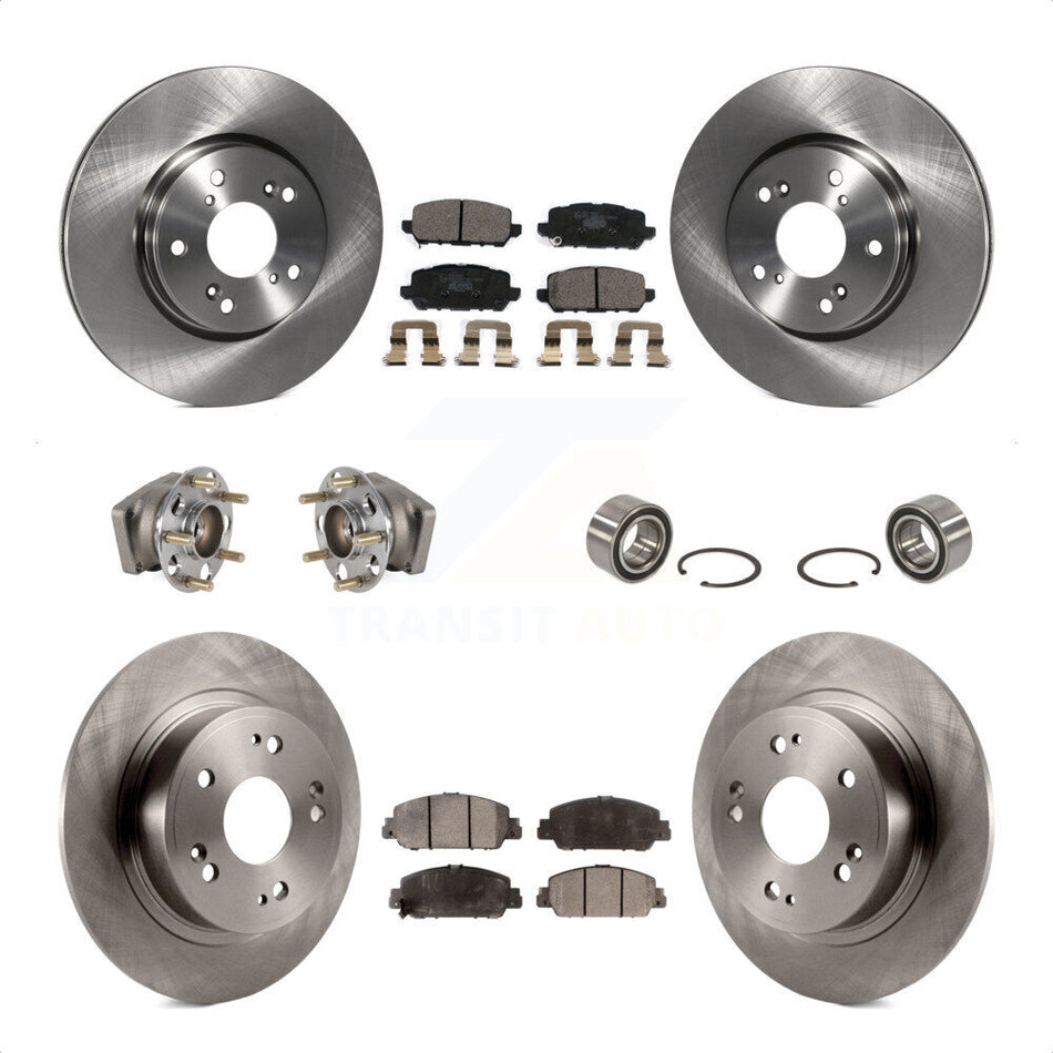 Front Rear Wheel Hub Bearings Assembly Disc Brake Rotors And Ceramic Pads Kit (10Pc) For 2016-2022 Honda HR-V AWD KBB-123321 by Transit Auto