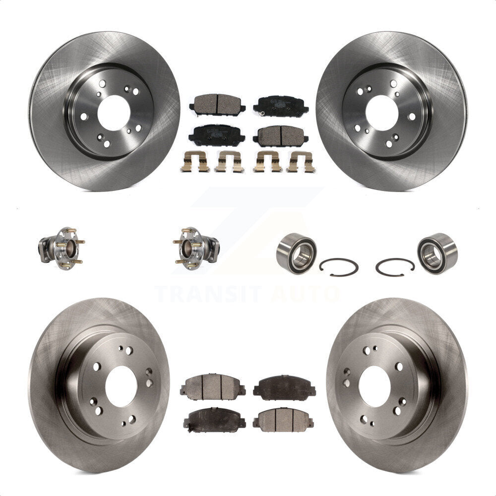 Front Rear Wheel Hub Bearings Assembly Disc Brake Rotors And Ceramic Pads Kit (10Pc) For 2016-2022 Honda HR-V FWD KBB-123322 by Transit Auto