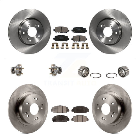 Front Rear Wheel Hub Bearings Assembly Disc Brake Rotors And Ceramic Pads Kit (10Pc) For 2016-2022 Honda HR-V FWD KBB-123322 by Transit Auto
