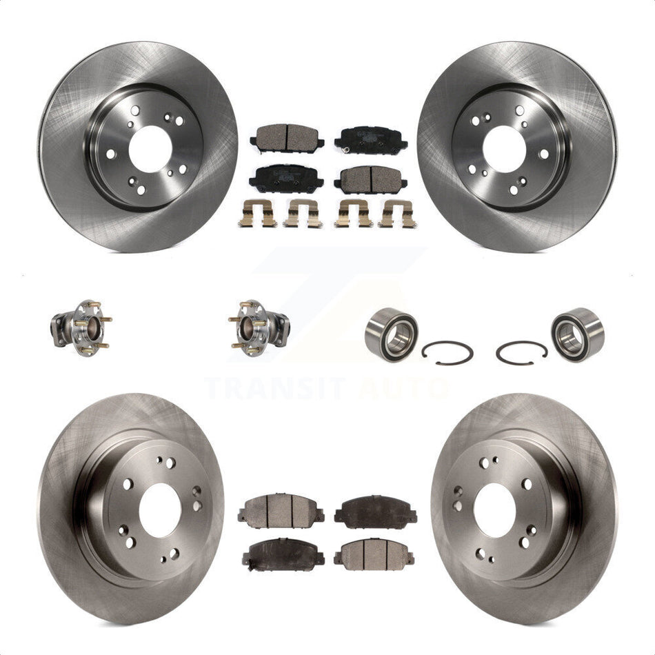 Front Rear Wheel Hub Bearings Assembly Disc Brake Rotors And Ceramic Pads Kit (10Pc) For 2016-2022 Honda HR-V FWD KBB-123322 by Transit Auto