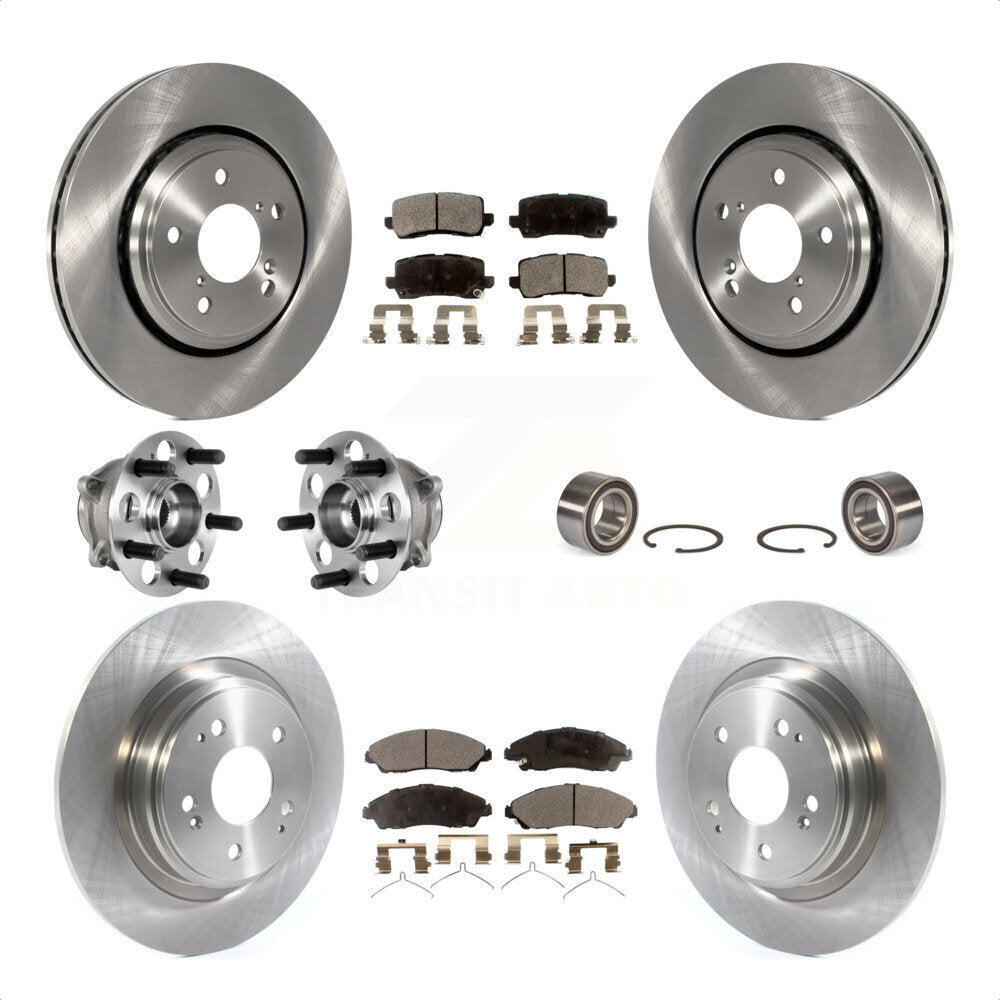 Front Rear Wheel Hub Bearings Assembly Disc Brake Rotors And Ceramic Pads Kit (10Pc) For 2017-2018 Acura MDX AWD KBB-123323 by Transit Auto