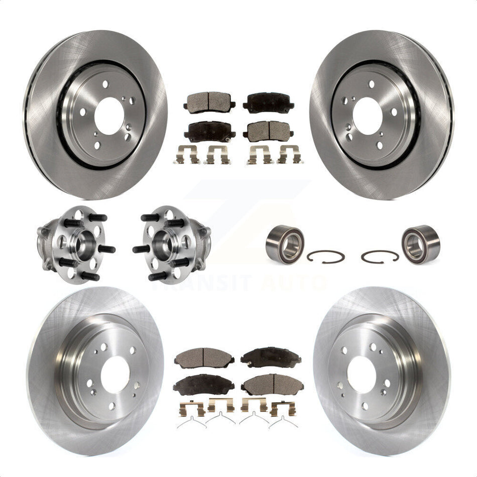 Front Rear Wheel Hub Bearings Assembly Disc Brake Rotors And Ceramic Pads Kit (10Pc) For 2017-2018 Acura MDX AWD KBB-123323 by Transit Auto