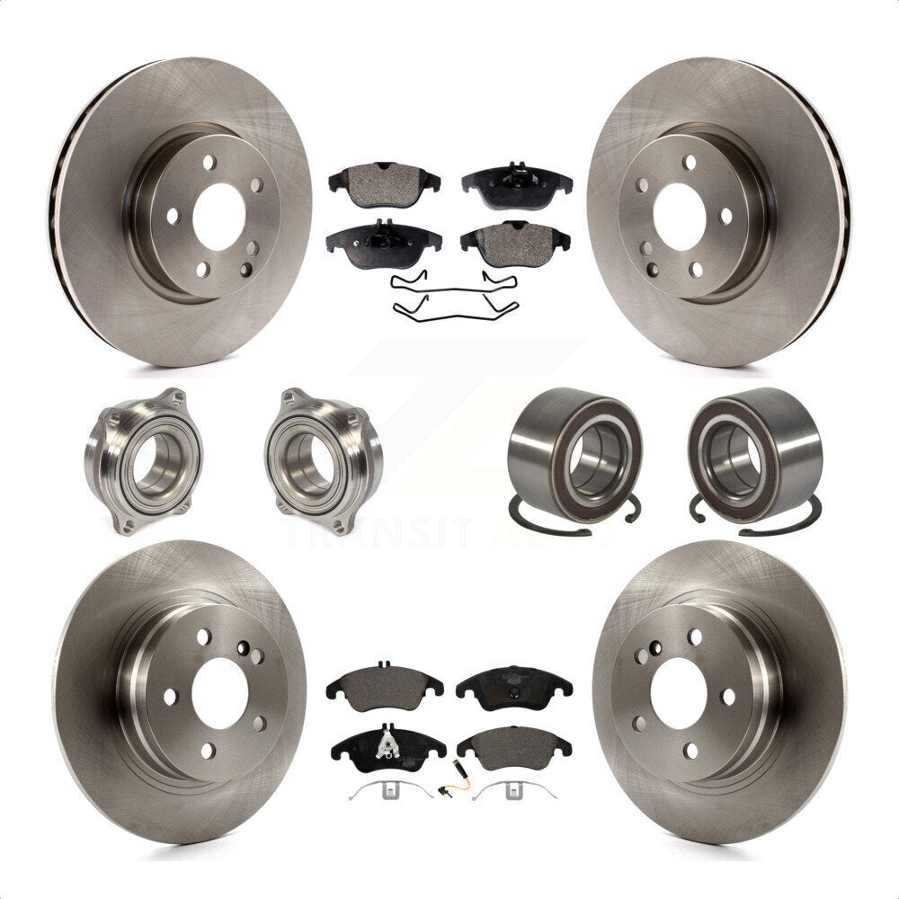 Front Rear Wheel Hub Bearings Assembly Disc Brake Rotors And Ceramic Pads Kit (10Pc) For 2011-2012 Mercedes-Benz C300 With 322mm Diameter Rotor KBB-123326 by Transit Auto