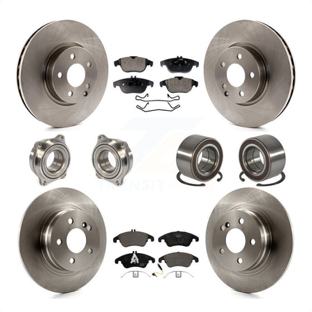 Front Rear Wheel Hub Bearings Assembly Disc Brake Rotors And Ceramic Pads Kit (10Pc) For 2011-2012 Mercedes-Benz C300 With 322mm Diameter Rotor KBB-123326 by Transit Auto
