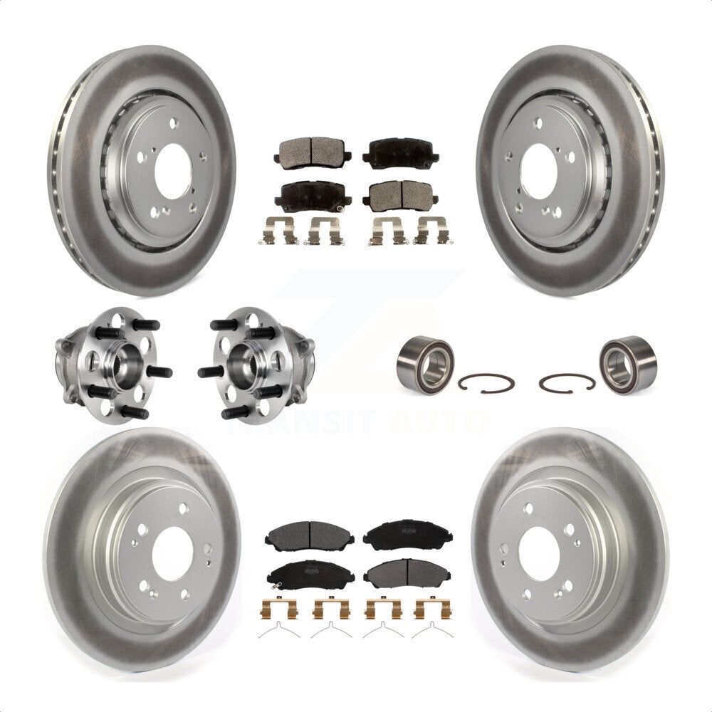 Front Rear Wheel Hub Bearings Assembly Coated Disc Brake Rotors And Semi-Metallic Pads Kit (10Pc) For 2017-2018 Acura MDX AWD KBB-123329 by Transit Auto